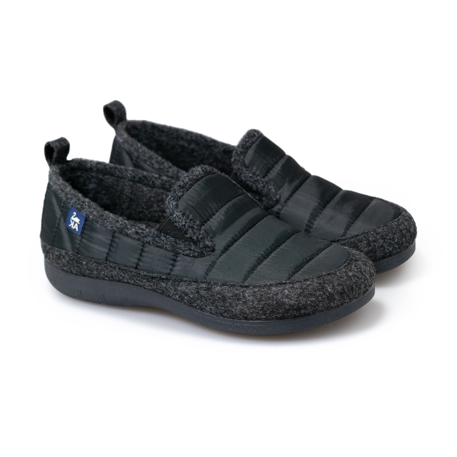 Amatista Negro Alster Komfort – Mocasín de casa con suela bio, cómodo y cálido
